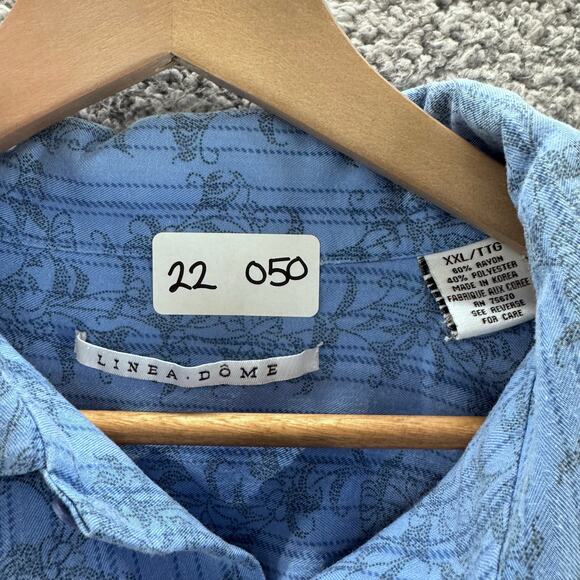 Linea Dome Men's Blue Button-Up Short Sleeve Shirt XXL Floral Casual Vintage - Picture 10 of 10